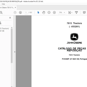 John Deere 7815 Tractors CATÁLOGO DE PEÇAS DE REPOSIÇÃO - PDF DOWNLOAD (Portuguese)