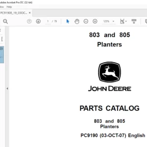 John Deere 803 & 805 Planters PARTS CATALOG Manual - PDF DOWNLOAD