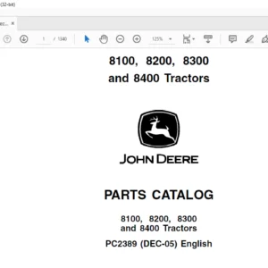 John Deere 8100 8200 8300 & 8400 Tractors Parts Catalog Manual -  PDF DOWNLOAD