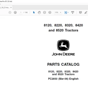John Deere 8120 8220 8320 8420 & 8520 Tractors Parts Catalog Manual - PDF DOWNLOAD