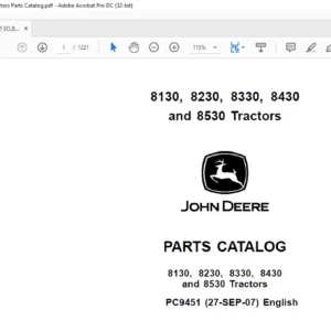 John Deere 8x30 Series Tractors Spare Parts Catalog PDF Download