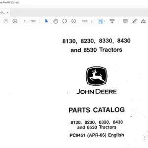 Parts Manual for John Deere 8130-8530 Tractors PDF