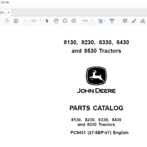 John Deere 8130 8230 8330 8430 & 8530 Tractors Parts Catalog Manual - PDF DOWNLOAD