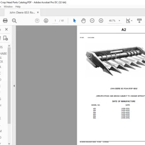 John Deere 853 Row-Crop Head Spare Parts Catalog PDF Download