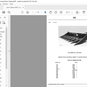 John Deere 893 Corn Head Spare Parts Catalog PDF