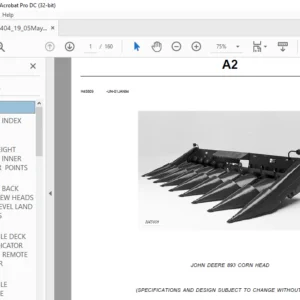 John Deere 893 Corn Head Parts List Manual PDF Download