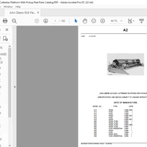 John Deere 924 FLEX CUTTERBAR PLATFORM WITH PICKUP REEL Parts Manual - PDF DOWNLOAD