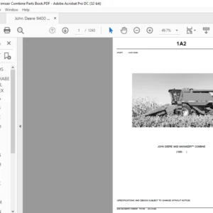 John Deere 9400 MAXIMIZER™ COMBINE Parts Catalog Manual - PDF DOWNLOAD