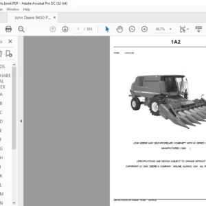 John Deere 9450 SELF-PROPELLED COMBINE™ WITH 90 SERIES CORN HEAD Parts Catalog Manual