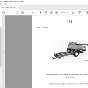 John Deere 9501 PULL-TYPE COMBINE WITH BELT PICKUP AND PICKUP PLATFORM Parts Catalog Manual - PDF DOWNLOAD