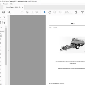 John Deere 9501 PULL-TYPE COMBINE WITH BELT PICKUP & PICKUP PLATFORM Parts Catalog Manual - PDF DOWNLOAD