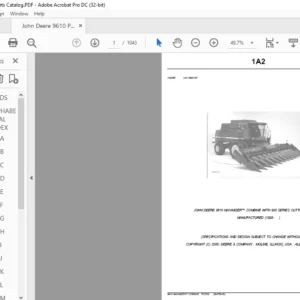 John Deere 9610 MAXIMIZER™ COMBINE WITH 900 SERIES CUTTING PLATFORM Parts Catalog Manual