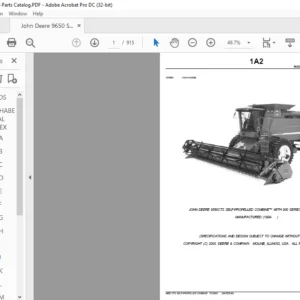 John Deere 9650CTS SELF-PROPELLED COMBINE™ WITH 900 SERIES PLATFORM Parts Catalog Manual - PDF DOWNLOAD