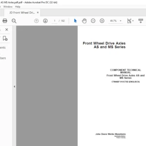 John Deere AS & MS Series Front Wheel Drive Axles Technical Manual - PDF DOWNLOAD