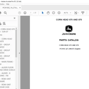 John Deere CORN HEAD 670 & 870 PARTS CATALOG MANUAL - PDF DOWNLOAD