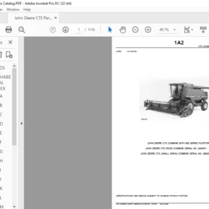 John Deere CTS Combine & 900 Series Platform Spare Parts Catalog PDF