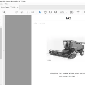 John Deere CTS II Combine & 900 Series Platform Spare Parts Catalog PDF