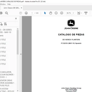 John Deere DB SERIES PLANTERS CATALOGO DE PIEZAS  - PDF DOWNLOAD (Spanish)