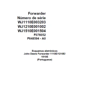 John Deere Forwarder 1110E 1210E 1510E F076052 A0 Electric Diagram Portuguese PDF