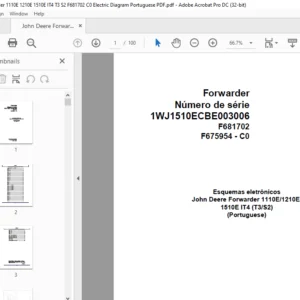 John Deere Forwarder 1110E 1210E 1510E IT4 T3 S2 F681702 C0 Electric Diagram Portuguese PDF