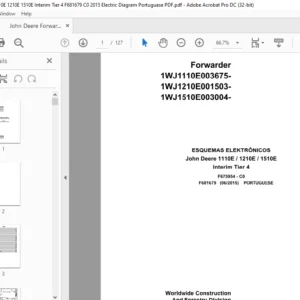 John Deere Forwarder 1110E 1210E 1510E Interim Tier 4 F681679 C0 2015 Electric Diagram Portuguese PDF