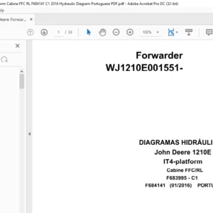 John Deere Forwarder 1210E IT4 Platform Cabine FFC RL F684141 C1 2016 Hydraulic Diagram Portuguese PDF