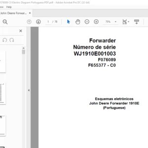 John Deere Forwarder 1910E F076089 C0 Electric Diagram Portuguese PDF