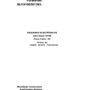 John Deere Forwarder 1910E S2 Fixed Cabin F686098 B0 2015 Electric Diagram Portuguese PDF