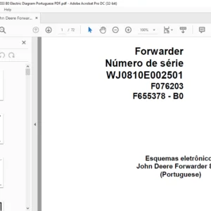 John Deere Forwarder 810E F076203 B0 Electric Diagram Portuguese PDF