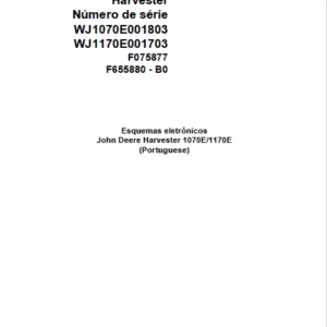 John Deere Harvester 1070E 1170E F075877 B0 Electric Diagram Portuguese PDF