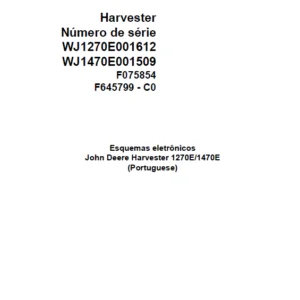 John Deere Harvester 1270E 1470E F075854 C0 Electric Diagram Portuguese PDF