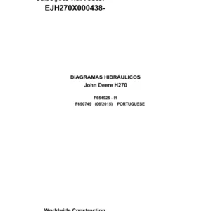 John Deere Harvester Head H270 F690749 I1 2015 Hydraulic Diagram Portuguese PDF