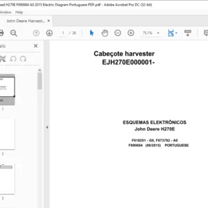 John Deere Harvester Head H270E F690684 A0 2015 Electric Diagram Portuguese PDF