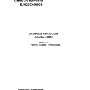 John Deere Harvester Head H290 F690785 I2 2016 Hydraulic Diagram Portuguese PDF