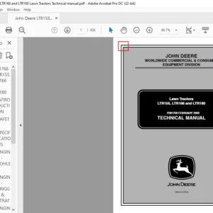 John Deere Lawn Tractors LTR155 LTR166 & LTR180 Lawn Tractors Technical Manual - PDF DOWNLOAD