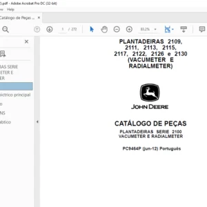 John Deere PLANTADEIRAS 2100 SERIE 2109 2111 2113 2115 2117 2122 2126 e 2130 VACUMETER E RADIALMETER CATÁLOGO DE PEÇAS