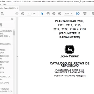 John Deere PLANTADEIRAS 2100 SÉRIE 2109 2111 2113 2115 2117 2122 2126 e 2130 VACUMETER E RADIALMETER CATÁLOGO DE PEÇAS DE REPOSIÇÃO