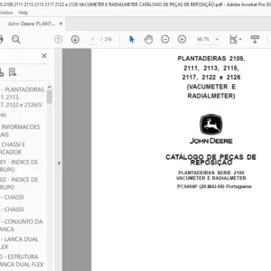 John Deere PLANTADEIRAS 2109 2111 2113 2115 2117 2122 e 2126 VACUMETER E RADIALMETER CATÁLOGO DE PEÇAS DE REPOSIÇÃO