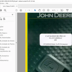 John Deere PLANTADEIRAS 600 CATÁLOGO DE PEÇAS - PDF DOWNLOAD (Portuguese)