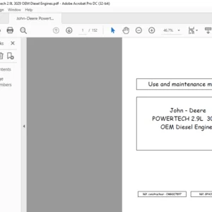 John Deere POWERTECH 2.9L 3029 OEM Diesel Engines Use & maintenance Manual - PDF DOWNLOAD