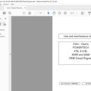 John Deere POWERTECH 4.5L & 6.8L 4045 & 6068 OEM Diesel Engines Use & Maintenance Manual - PDF DOWNLOAD