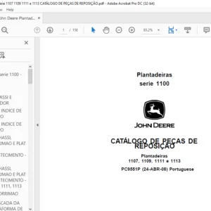 John Deere Plantadeiras 1100 serie 1107 1109 1111 e 1113 CATÁLOGO DE PEÇAS DE REPOSIÇÃO - PDF DOWNLOAD (Portuguese )