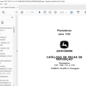 John Deere Plantadeiras 1100 serie 1107 1109 1111 e 1113 CATÁLOGO DE PEÇAS DE REPOSIÇÃO - PDF DOWNLOAD (Português)