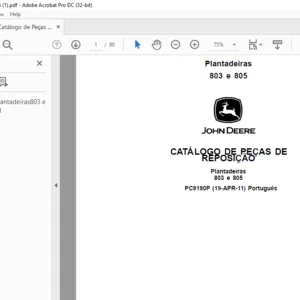 John Deere 803 & 805 Plantadeiras Catálogo de Peças de Reposição PDF
