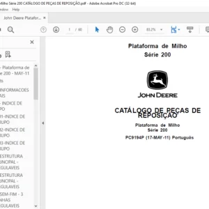 John Deere Plataforma de Milho Série 200 CATÁLOGO DE PEÇAS DE REPOSIÇÃO - PDF DOWNLOAD (Português)