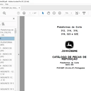John Deere Plataformas de Corte 312 314 316 319 323 e 325 CATÁLOGO DE PEÇAS DE REPOSIÇÃO - PDF DOWNLOAD(Portuguese)