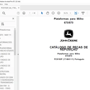 John Deere Plataformas para Milho 670 870 CATÁLOGO DE PEÇAS DE REPOSIÇÃO - PDF DOWNLOAD (Português)