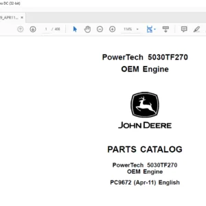 John Deere PowerTech 5030TF270 OEM Engine PARTS CATALOG MANUAL - PDF DOWNLOAD