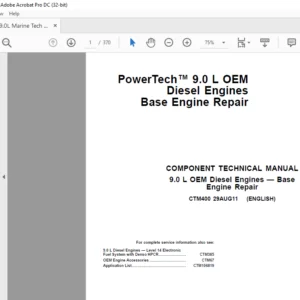 John Deere PowerTech 9.0 L OEM Diesel Engines Base Engine Repair Technical Manual - PDF DOWNLOAD