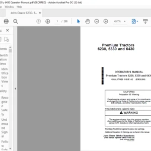 John Deere Premium Tractors 6230 6330 & 6430 Operator's Manual - PDF DOWNLOAD